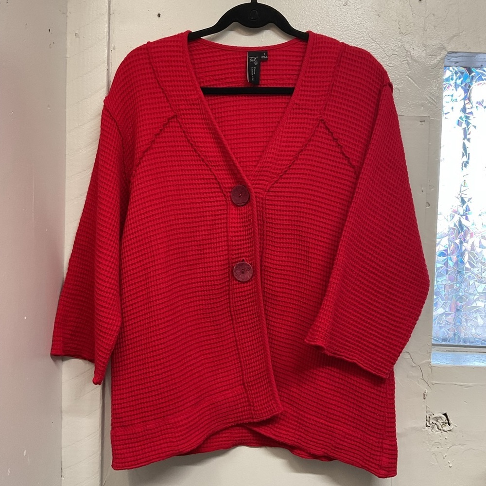 Focus Casual Life Red Textured Jacket, Size Large